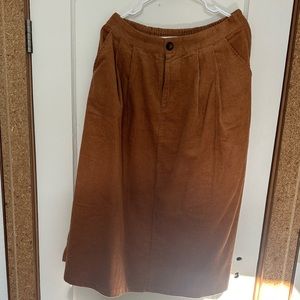 Corduroy Brown midi skirt
